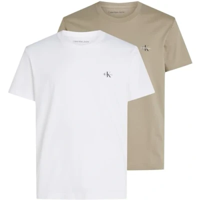Abbildung von Calvin Klein Jeans Monologo 2 PACK Tshirt basic, Herren, Größe: 3XL, Bright white/aluminum