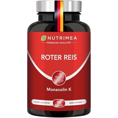 Abbildung von ROTER REIS mit Monakolin K + Coenzym Q10 3 Monatsvorrat Magensaftresistente Kapseln 100% VEGAN Rote Reishefe Monascus purpureus