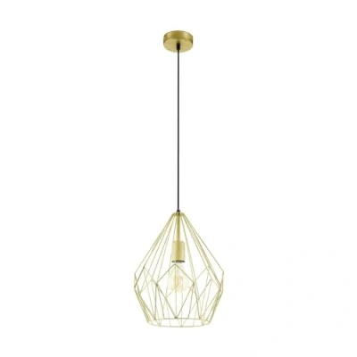 Abbildung von EGLO Pendellampe Carlton, 1 flammige Vintage Pendelleuchte, Retro Hängelampe aus Metall in Gold matt, E27 Fassung
