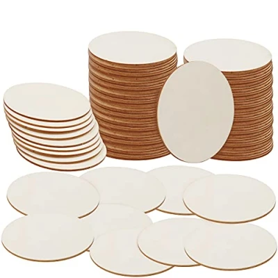 Abbildung von Belle Vous 100er Pack Holzscheiben 10cm Set Holzscheibe Untersetzer Holz 100x Holzplatte Rund 100 Zum Basteln Kleine unbehandelt