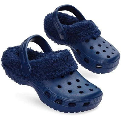 Abbildung von CityComfort Mädchen Clogs Kinder Hausschuhe, Warme Fleecefutter &amp; Abnehmbaren Schuh Charms, Geschenke für Teenager (31 EU, Marineblau ohne Charms)