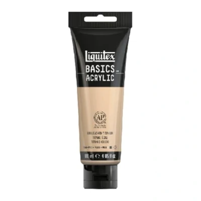 Abbildung von Liquitex 8870055 Basics Acrylfarbe, monopigmentierte Künstlerpigmente, lichtecht, mittlere Viskosität, Archivqualität, seidenglänzender Finish, 118ml Tube Ungebleichtes Titan