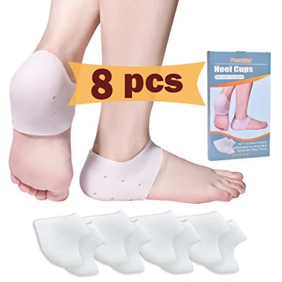 Abbildung von Fersenpolster, 4 Paar Silikon Fersenschutz, Gel Fersenpolster für Plantarfasziitis, Ferse Schmerzen, Knochensporn, Achilles Tendinitis, Herren und Damen