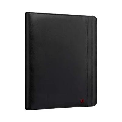 Abbildung von WENGER Venture Schreibmappe mit Tragegriff, Padfolio Business Organizer, 10 Zoll Tabletfach, Polyester/Vinyl, A4 Notizbuch, Damen Herren, Schwarz, 611710
