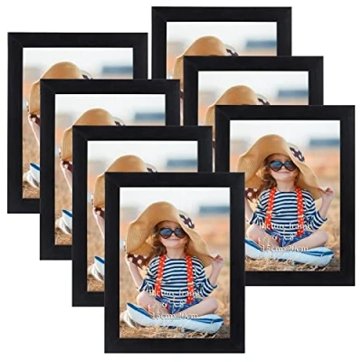 Abbildung von EXYGLO 7er Set Bilderrahmen 15x20 cm, Schwarz Fotorahmen Collage für 20x15 cm Fotos und Bilder, Dunkler Rahmen Leicht Dünn Wand oder Tischaufsteller