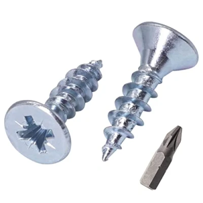 Abbildung von SKIR&#039;CO (100 Stück) Verzinkter Stahl 5,0 x 16 mm Silberholzschrauben, Pozidriv Senkkopf, Spanplattenschrauben, PZ Vollgewinde