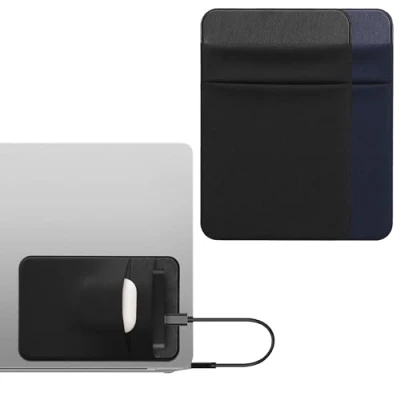 Abbildung von kwmobile 2X Tasche kompatibel mit SanDisk Portable SSD, Samsung T7, Crucial X8, HDD Set Halterung für Externe SSD Festplatte 13x8cm Elastisches Case Hülle selbstklebend Schwarz Dunkelblau