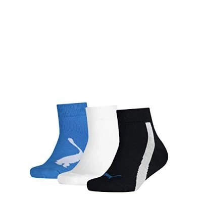 Abbildung von Puma Unisex Kinder Kids&#039; Bwt Quarter (3 Pack) Socks, Navy / White Strong Blue, 31 34 EU