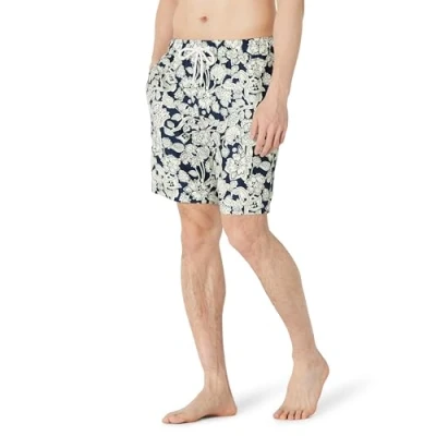 Abbildung von Amazon Essentials Herren Schnelltrocknende 23 cm Badehose, Marineblau Folk Floral, XXL