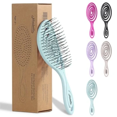 Abbildung von Ninabella Mini Haarbürste ohne Ziepen Bürste für Reisen Entwirrbürste trockenes und nasses Haar Detangler Extensions Hair Brush Mint Grün