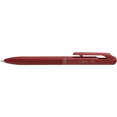 Abbildung von Pentel BXA107B B Calme Kugelschreiber, deutlich gedämpftes Klick Geräusch, Griffzone in Lederoptik, nachfüllbar, Kugel 0.7mm = Strichstärke 0.35mm, Schreibfarbe rot, 1 Stück