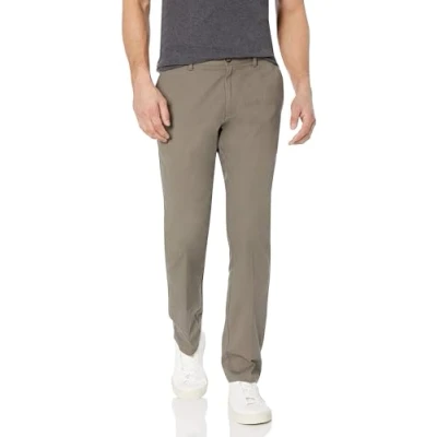 Abbildung von Amazon Essentials Herren Knitterfreie Flatfront Chinohose in schmaler Passform, Dunkelbraun, 31W / 32L
