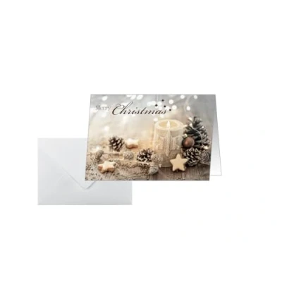 Abbildung von Sigel DS098 Weihnachtskarten Set Beige Christmas Candle, A6, 25 Karten mit Umschlägen, ideal zum Bedrucken, aus nachhaltigem Papier