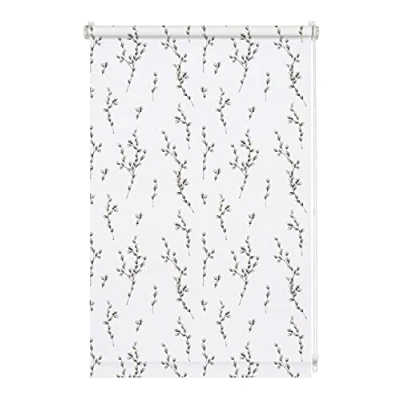 Abbildung von GARDINIA Rollo ohne Bohren, Zum Klemmen, Blickdicht, Sichtschutz, Blendschutz, Tageslicht für Fenster, Digiprint Weidenkätzchen, Weiß/Dekor, 80 x 150 cm