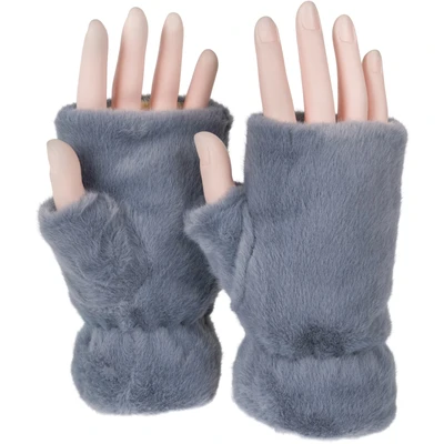 Abbildung von styleBREAKER Fleecehandschuhe "Fingerlose Handschuhe Kunstfell Einfarbig" 1 Stk.
