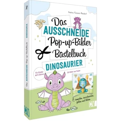 Abbildung von Das Ausschneide Pop up Bilder Bastelbuch Dinosaurier 3 D aus Papier: Anmalen, ausschneiden, falten und kleben. Verbastelbuch für Mädchen Jungs. Kinder ab 5 Jahren.