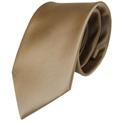 Abbildung von TigerTie Herren Krawatte Klassische 8 cm Satin in braun goldbraun einfarbigem Design, ideal für Geschäftstermine, festliche Anlässe und die Freizeit