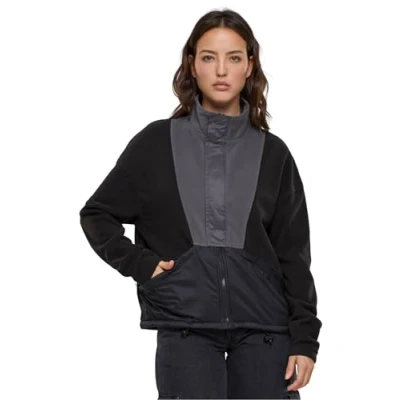 Abbildung von Urban Classics Fleecejacke, Damen, Größe: Large, Black darkshadow