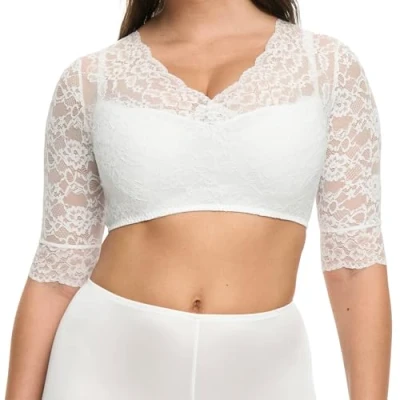 Abbildung von Susa Damen 5568 Wiesn Zauber Dirndl Bluse halbarm, Durchscheinend, weiß, 30