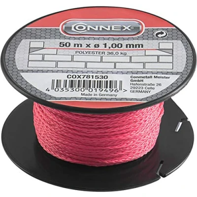 Abbildung von Connex Maurerschnur pink 50 m Länge Ø 1,0 mm Polyester Knotenfest Reißfest &amp; Belastbar Auf Spule / Richtschnur Bauschnur Lotschnur Pflasterschnur COX781530