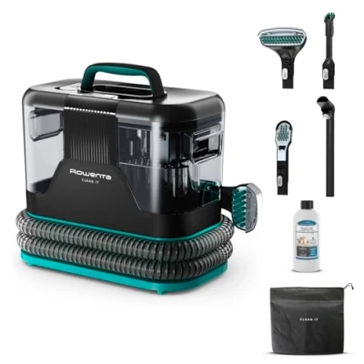 Abbildung von Rowenta Clean It Fleckenreiniger, tragbarer Teppichreiniger, schnelle und einfache Reinigung, abnehmbarer 2.3 Liter Tank, wechselbare Reinigungsköpfe, 750 Watt, Grün, Schwarz, IN5020F0