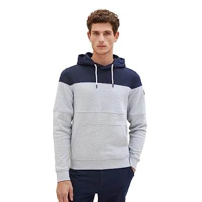 Abbildung von TOM TAILOR Herren 1039889 Hoodie mit Cutline Optik, 33826 beige Navy Inject Stripe, XXL
