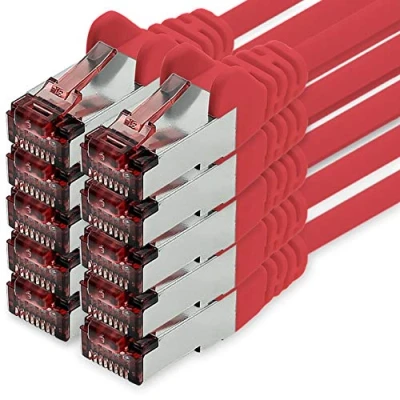 Abbildung von Cat6 Netzwerkkabel 10 X 1m rot Ethernetkabel Lankabel Lan Netzwerk Kabel Sftp Pimf Patchkabel 1000 Mbit s
