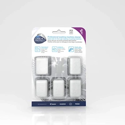 Abbildung von CARE + PROTECT Waschmaschinenreiniger als Tabs / Filter und Trommelreiniger beseitigt Schmutz schlechten Geruch 5x 20 g mit Lavendel Duft