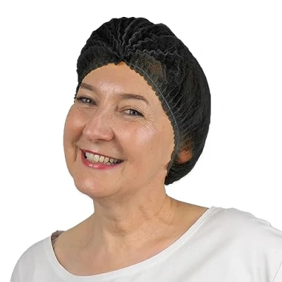 Abbildung von ARNOMED Haarnetz, OP Haube aus Einwegstoff Schwarz, Einweg Haarnetze 100 Stk für die Küche oder Zahnarzt, Hygienezubehör Medizin, Kopfhauben 52cm, Haarnetz Männer/Frauen