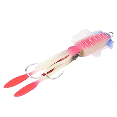 Abbildung von Weicher künstlicher Angelköder, UV Octopus Luminous 3D Eyes Realistischer Tintenfischköder Köder Angelgerät Zubehör(4#)