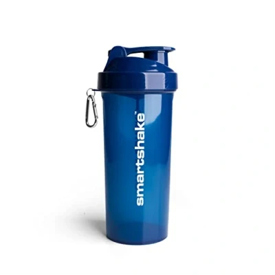 Abbildung von Smartshake Lite Protein Shaker Flasche 1000ml Auslaufsichere Gym Trinkflasche für Proteinshakes Klare PP Wasserflasche, BPA und DEHP freier Proteinpulver Schüttelbecher, Navy blau