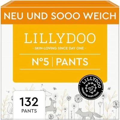 Abbildung von LILLYDOO Baby Windeln Pants Größe 5 (11 16 kg), Monatsbox (132 Höschenwindeln), Sicherer Auslaufschutz Hautfreundlich, Weich &amp; Ohne Lotionen für empfindliche Haut, Dermatologisch getestet