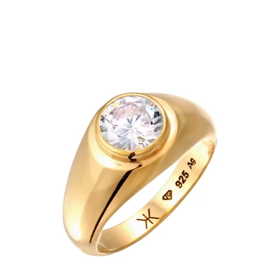Abbildung von Kuzzoi Sparkling Basic Ring, Herren, Größe: 54, Gold