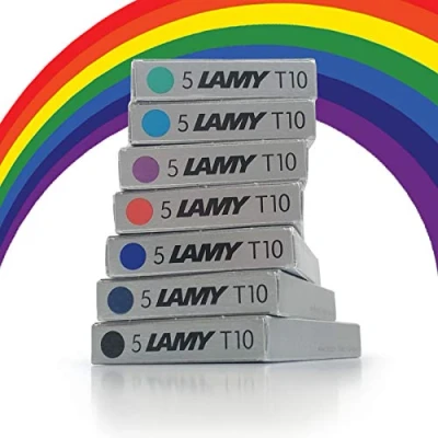 Abbildung von Lamy T10 Füllfederhalter Tintenpatronen,Nachfüllpackung für alle Füllfederhalter,1 Packung jeder Farbe,7 Stück,35 Patronen mehrfarbig