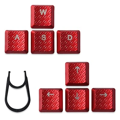 Abbildung von HUIYUN Keycaps Kunststoffständer Fuß Bein Ersatz für Logitech G813/G815/G913/G915 RGB mechanische Gaming Tastatur (WASD + Pfeiltasten) Rot