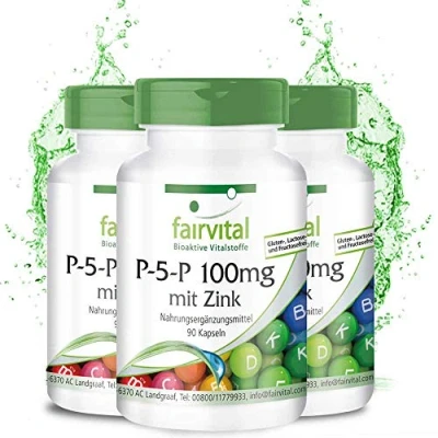 Abbildung von Fairvital Pyridoxal 5 Phosphat 100mg 270 Kapseln (90x3) aktives Vitamin B6 P mit Zink HOCHDOSIERT &amp; VEGAN