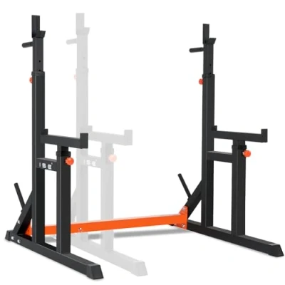 Abbildung von ISE Hantelständer Squat Rack,hantelständer,langhantelständer mit 7 Höhenverstellbar Langhantelablage,2 Einzelnen Ständern Höhenverstellbar, Max. bis 200 kg belastbar SY RK1002