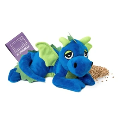 Abbildung von Habibi Plush Wärmekissen/Stofftier f. Kinder und Erwachsene 1861 Glückdrache royalblau mit Hirsefüllung, Wärmekuscheltier zum Erwärmen in der Mikrowelle/Backofen, ideal auch für Babys