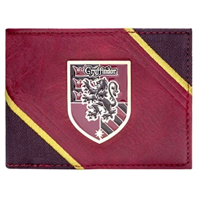 Abbildung von Harry Potter Godric Gryffindor Metallwappen Emblem Geldbörse/Geldbeutel Bi Fold ID &amp; Kartenhalter, Rot