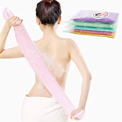 Abbildung von 5 Stück Peeling Badetücher Lang Handtücher Nylon Scrubber Badetuch Körper Waschlappen Rückenbürste Gürtel