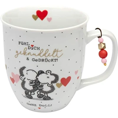 Abbildung von Sheepworld Tasse mit Motiv &quot;Fühl dich geknuddelt&quot; Spruch, Porzellan, 40 cl Geschenk Liebe, Paare 46684