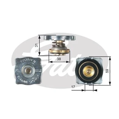 Abbildung von GATES RC130 Verschlußdeckel, Kühler 59 0,5 FIAT: Ducato I Panorama, Platform/Chassis, Van, LADA: Niva