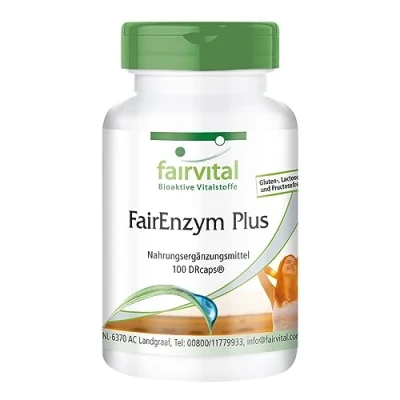 Abbildung von Fairvital FairEnzym Plus 100 DRCaps™ Multi Enzym Komplex mit Rutosid, Bromelain, Trypsin &amp; Chymotrypsin HOCHDOSIERT