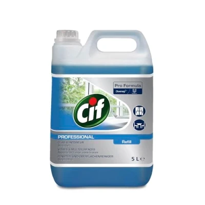 Abbildung von Cif Professional Glasreiniger, Fenster und Oberflächenreiniger, universell einsetzbar für streifenfreien Glanz, professionelle Formulierung, 5L