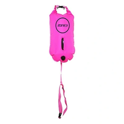 Abbildung von ZONE3 Freiwasser Schwimmboje Sicherheitsschwimmer für Triathlon Boje mit 28L wasserdichter Tasche Schwimmzubehör Training und Wettkampf Verstellbarer Gürtel, Pink