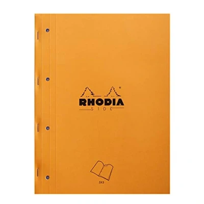 Abbildung von Rhodia 118016C Notizblock (geheftet mit starkem Rücken aus Karton, 22,3 x 29,7 cm, kariert, 40 Blatt, mikroperforiert, 4 fach gelocht) 1 Stück, orange