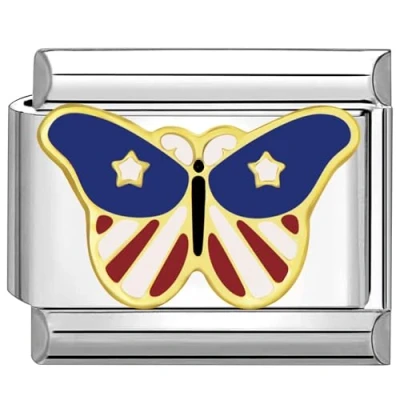 Abbildung von Quiges 9mm Italian Style Charm Modell Edelstahl Schmetterling für Italien Armbänder