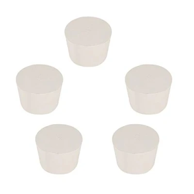 Abbildung von stonylab Vollgummi Stopper, 5 Stück 9# 37mm x 45mm 31mm Weiß Keilförmig Labor Dichtung Gummistopper
