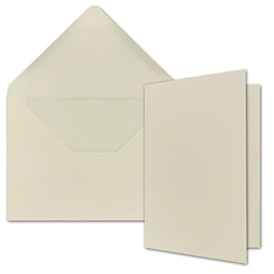 Abbildung von FarbenFroh by GUSTAV NEUSER A5 Doppelkarten Set inklusive Briefumschläge 10er Blanko Naturweiß Einladungskarten in Creme Weiß Faltkarten mit Umschlägen