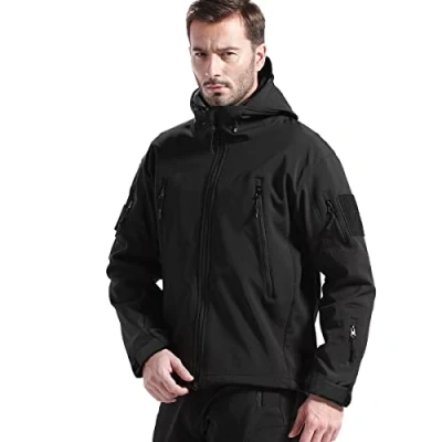 Abbildung von FREE SOLDIER Herren Winterjacke Military Softshell Jacken Outdoor Fleecefutter Winddichte Wasserdichte Jacke mit Kapuze Warme Taktische Mehreren Taschen für Jagdausflüge (Schwarz,XL)